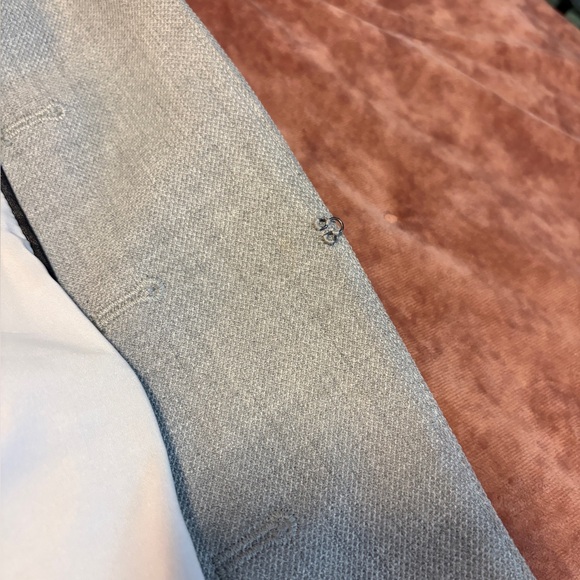 WHBM Classy Stand Neck Notched Collar Textured Gray Double-Breasted Blazer - Picture 10 of 11